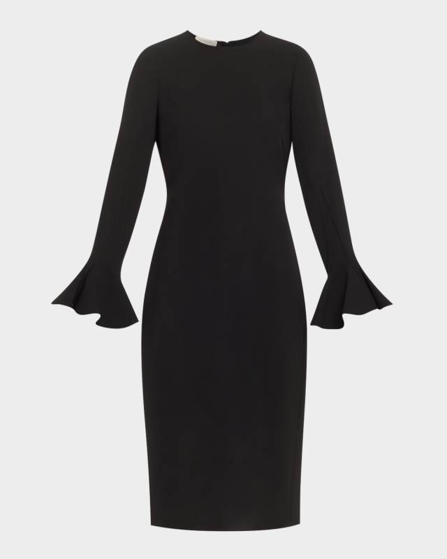 Pearl-Embellished Midi Sheath Dress